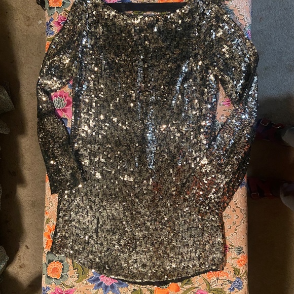 Backless free people sequin long sleeve mini dress XS - Picture 3 of 12
